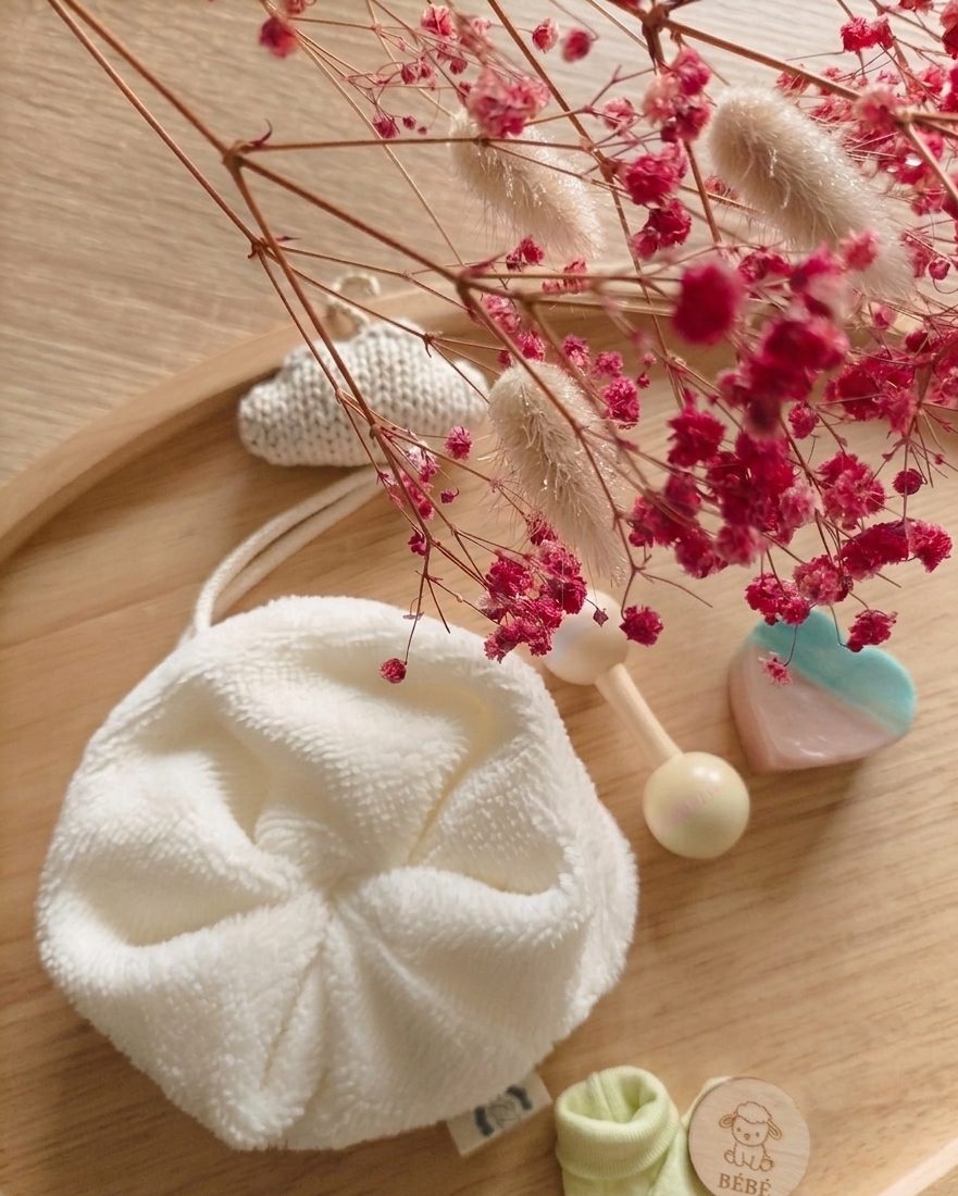 Fleur de bain bébé zéro déchet E2L Création