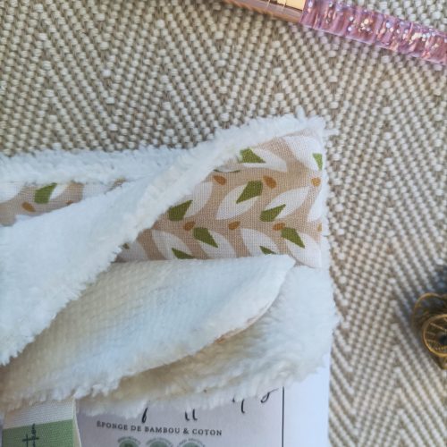 Lingettes démaquillantes réutilisables — Feuillage scandinave kaki & ocre