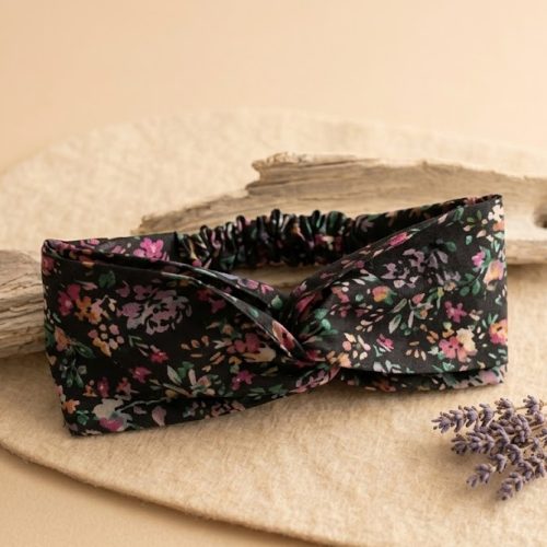 Bandeau croisé — Fleuri multicolore fond noir