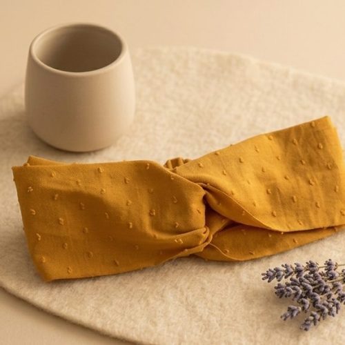 Bandeau croisé — Plumetis moutarde doré