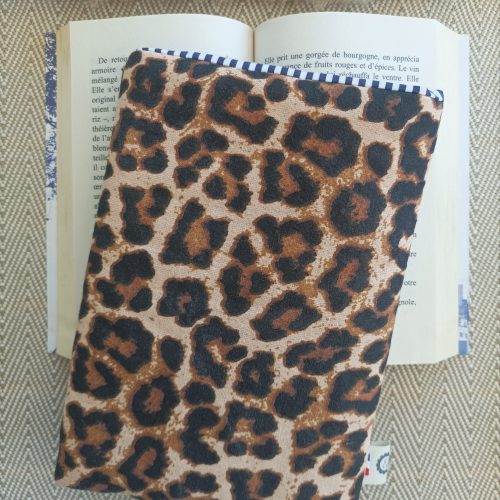Pochette livre de poche — Léopard naturel, intérieur rayé marine