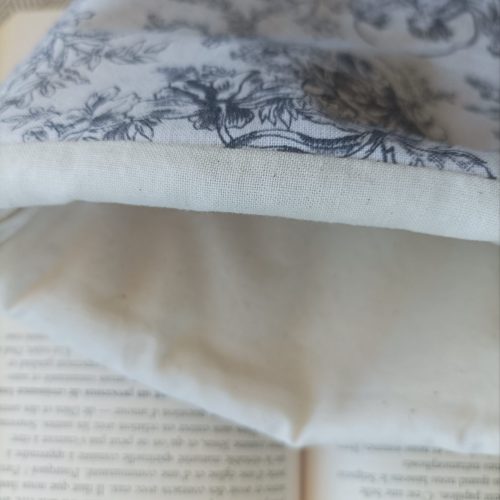 Pochette livre — Toile de Jouy grise sur lin naturel