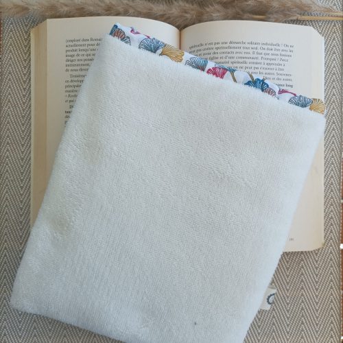 Pochette livre — Éponge blanc & intérieur ginkgo multicolore