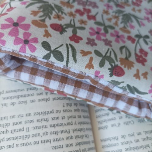 Pochette livre de poche — Prairie fleurie rose & kaki fond crème