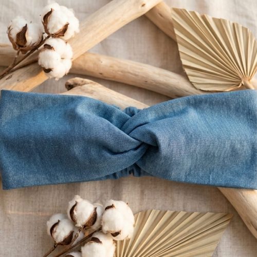 Bandeau croisé — Chambray bleu stone délavé