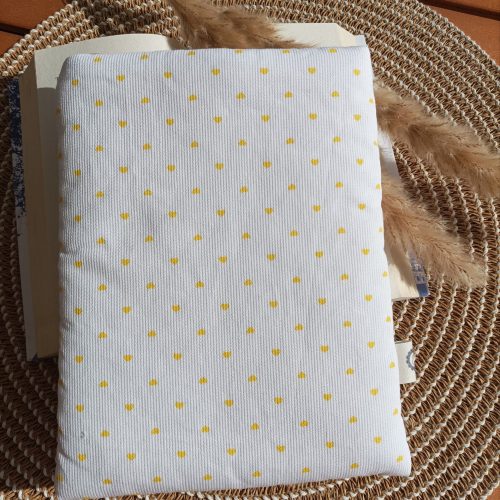 Pochette livre de poche — Petits cœurs jaunes tissu gaufré